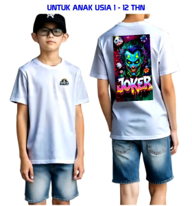 Kaos Distro Anak Motif Joker Keren Katun Combad 24S Baju Anak Laki-laki Kaos Oblong Anak Premium