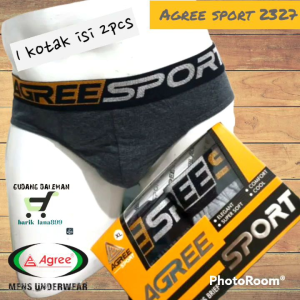 AGREE 2327 | CD Pria Karet Luar Isi 2 Pcs | Celana Dalam Pria Agree Sport | CD Cowok Sporty | Pakaian Dalam | LATANSA