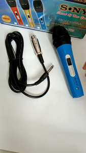 MICROPHONE AUDIO VOCAL WARNA BIRU MIC KABEL KARAOKE SUARA JERNIH JACK BESAR