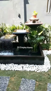 S11 -B Brown Line 8x3.5 Feng Shui Water Pond Fountain  Kolam Air Sandstone Garden Water Feature Balinese 风水流水喷泉瀑布池 Fish