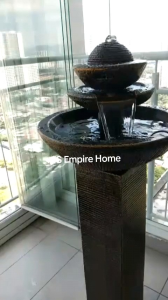 S80 Side Ball Mouth Yellow Feng Shui Water Fountain Pond Air Sandstone Garden Water Feature Balinese 风水流水喷泉瀑布池 Home