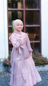 Kina-Gamis Anak Terbaru Dress Kekinian Katun Shimer Tidak Panas
