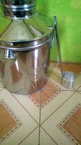 Dandang Jahe Dalung Bajigur Stainless Set dengan Gayung Panci untuk Wedang