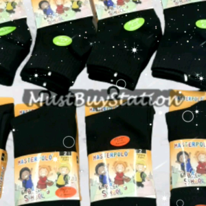 MBS Masterpolo 2 Pairs School Black Socks Short - Long Stoking Sekolah Hitam 2 Pasang Pendek - Panjang