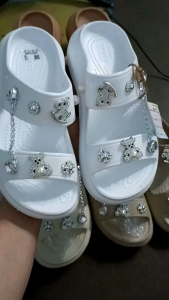(TẶNG KÈM CHARM ĐÁ) Dép quái ngang 2 quai đế cao 7cm đính charm đá