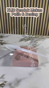 [ISI 100 PCS] Sendok Makan KLIR Plastik Bening Transparan Putih Susu / Sendok Makan Polos Transparant Sekali Pakai / Spoon Trans