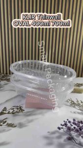 [ISI 25 PCS] Thinwall KLIR Oval 450ml 700ml  / Tempat Makan Oval / Kotak Plastik Bekal Sekali Pakai