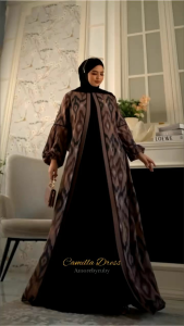 gamis motif simple produk Amore by Ruby edisi Camilla dress gamis busui frendly