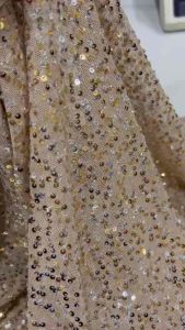 Vải kim sa lưới  màu da đậm co giãn 4 chiều (khổ 1m6)may đầm váy dạ hội đầm sự kiện áo dài thời trang