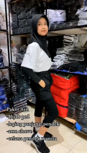 Set Pakaian Olahraga Wanita - Celana Pendek Wanita - Celana Olahraga Cewek - Hijab Olahraga - Manset Tangan Olahraga