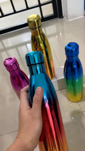 botol Termos bowling rainbow stainless steell 500ml pelangi gradasi galaxy tumbler termos air panas warna warni 168