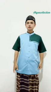 Baju Koko Pria Lengan Pendek Motif Terbaru Kombinasi Katun Toyobo Kemeja Kemko Kurta Dewasa Kekinian