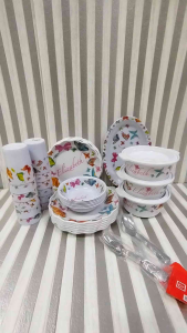 Mellamine plate setMakapal 12 pcs plates12 pcs cups6 pcs bowl12 pcs spoon12 pcs fork3 pcs