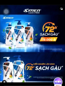 [800ml ]Tắm Gội X-Men Clean & Fresh 2in1 Sạch Sâu 800g/chai