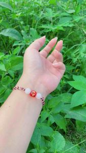 Gelang Tridatu Red Agate dan Rose Quartz asli khas Bali Original