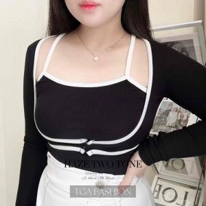 Haze Two Tone Top | Atasan Set Wanita Korean Fashion | TGA Fashion Grosir