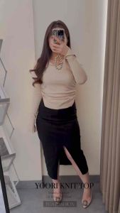 Yoori Knit Top | Atasan Unfinished Wanita Korean Fashion | TGA Fashion Grosir