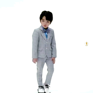 Set bộ vest TRAZ công tử(áo vest +quần) karo màu sáng xám xanh vest đầy tháng thôi nôi bé trai(bụng bự tăng 2 size)