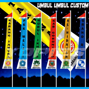 UMBUL UMBUL CUSTOM 3 METER: Desain Logo & Tulisan Bebas