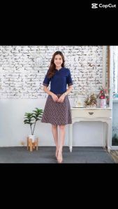 เซ็ทเสื้อ กระโปร่ง ผ้าฝ้ายแท้ชินมัยฟอกนูม ชุดกาวทั้งชุด ชุดผ้าไทยสวย ชุดไทยประยุกต์ ชุดเซ็ทผ้าไทย 2 ชิ้น ผ้าไทย