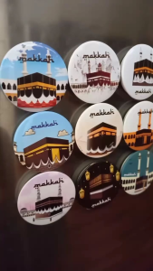 Round Fridge Magnet Makkah Madinah Hiasan Peti Ais Magnet Souvenir Muslim Gift Umrah Haji