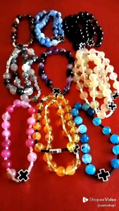 Gelang Rosario Batu Alam Agate Rounded 8mm