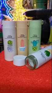 Tumbler Botol Minum Kaktus 400ml Bahan Kaca BPA Free - Tanpa Box