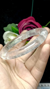 (Certificate) Premium Quality Clear Quartz White Quartz Crystal Bangle 55mm +-(附证书)极品天然白水晶手镯天然无优化超冰透 55mm+-