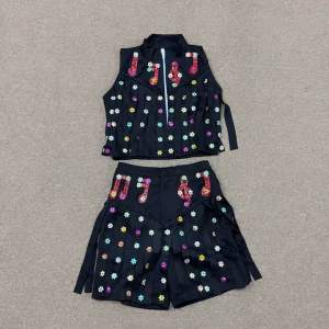 READY STOCK Children Kids Girl Cheerleader Costume Cheerleading apparel Sport Day Outfit Pom-poms Dance