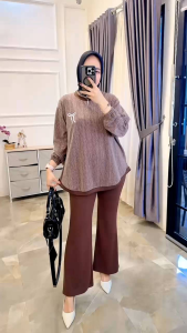 youras setcel kaos knit rajut import bordir cantik kekinian
