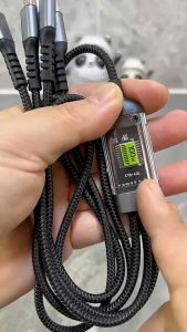 3 in 1 ชนิดชาร์จเร็วสายชาร์จ 6A 100W สายถักไนล่อนสายชาร์จ รองรับ Micro/Type-C/ i Phone ทุกรุ่น