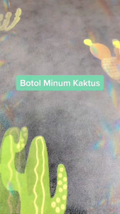 BOTOL KACA Termos Tumbler Unik Motif Tanaman Cactus Kaktus Animal Six Oup 450 ML