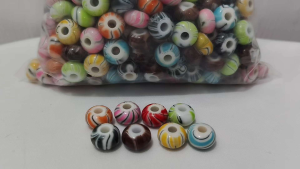 250grams (est.250pcs) Marble Abacus Beads Round Big Hole 12mm Swirl Spacer Beads DIY Bracelet Necklace Keychain Jewelry Making Accessories