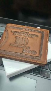 Dompet lipat kulit motif dollar motor burung pria