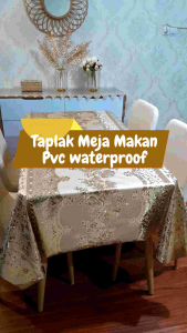 Taplak Meja Makan Gold Mewah & Taplak Meja Waterproof
