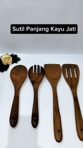 Sutil Panjang Kayu Jati - Spatula set 4 in 1 - Utensil set 4pcs