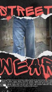 LVISCLUB รุ่น BG1001/2/3 กางเกงยีนส์ทรงBaggy ผ้ายีนส์ฟอกสโนว์เฟดเป้าซิปยาว 14“ ปลายขา 10-11 ทรงใหญ่