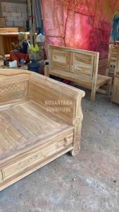 Bangku Bale Bale Kayu Jati Model Kepang Bagong Kursi Teras Minimalis
