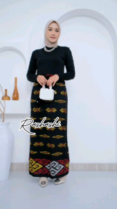 MAHALINI Rok tenun troso Bawahan tenun wanita Rok model line pinggang karet jepara rashashi