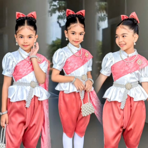 ชุดไทยเด็กผู้หญิง รุ่นเจ้าฟ้า เซต 3 ชิ้น สวยดูดีทันสมัยใส่ได้หลายโอกาส