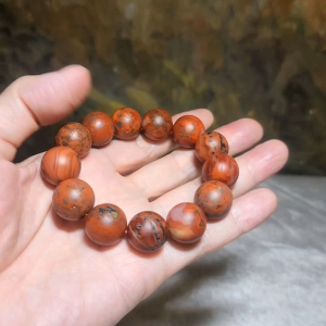 Premium 16mm+ Waxi Nan Hong patinaed bracelet  优质瓦西南红树化包漿手链