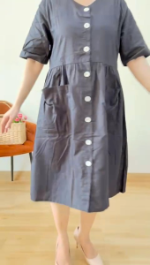 [VEMODE] DRESS MIDI POLOS PESTA CASUAL HITAM 0B3D 539