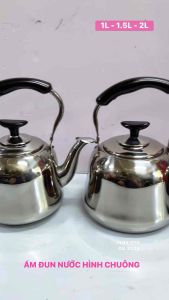 ẤM ĐUN NƯỚC INOX HÌNH CHUÔNG / ẤM ĐUN CÓ GIỎ LỌC BÃ TRÀ / HÀNG NỘI ĐỊA TRUNG QUỐC