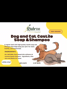 Rabron Dog and Cat Castile Soap & Shampoo 1 Liter Gentle Plant-Based Skin & Coat Care for Dogs and Cats