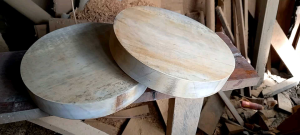 Talenan Daging Jumbo Tepat untuk Anda: Tebal 5 cm, Diameter 30 cm dan 25 cm, Bahan Kayu Mahoni Perhutani