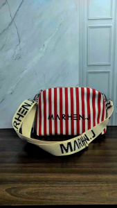 Tas selempang wanita 2 ruang Bunga bunga salur Sling bag polos canvas