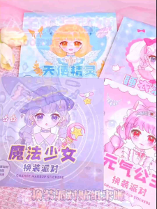 (13x13) DIY Stiker Rias Variasi Anime Mainan Keterampilan Anak Merias Wajah / Sweet Girl Changing Makeup Stickers