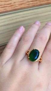 CINCIN EMAS CELIA HIJAU TUA BATU GIOK LAPIS EMAS 24K TITANIUM ANTI LUNTUR
