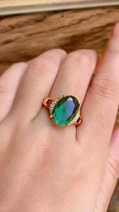 CINCIN EMAS CELIA HIJAU MUDA TERBARU LAPIS EMAS 24K BATU GIOK ANTI LUNTUR