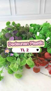 DAUN PLASTIK & DEKORASI RUMPUT SINTETIS UNTUK VAS BUNGA & CAFE
